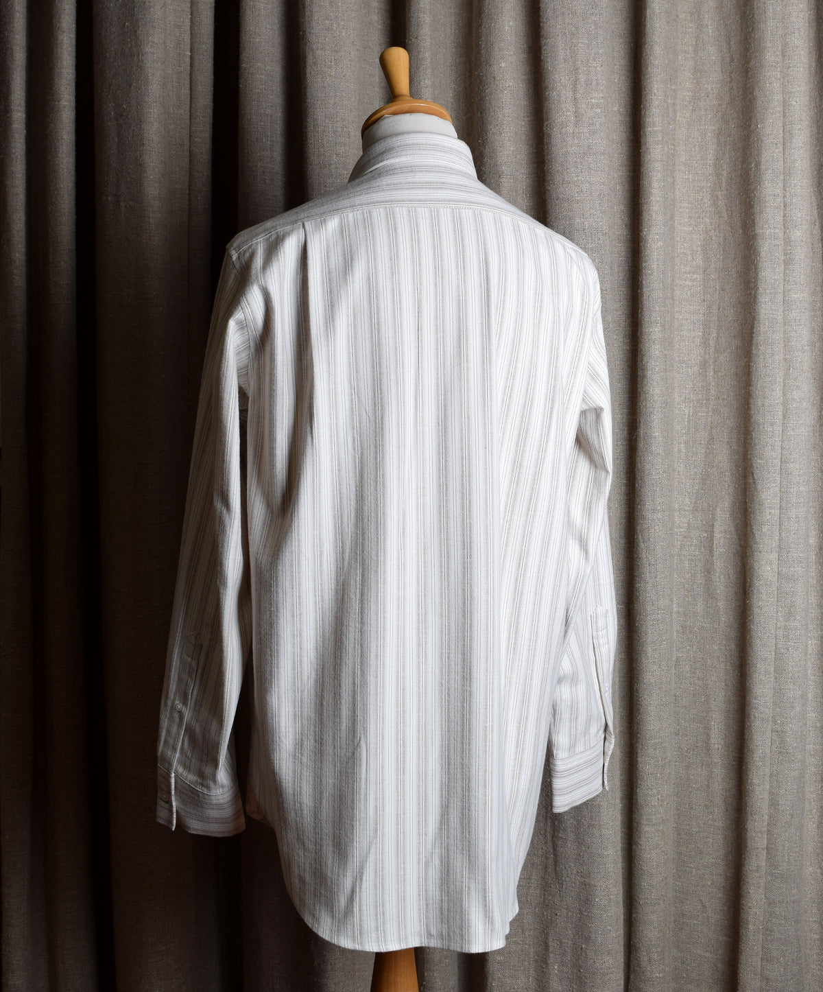 Beige Marl Stripe Grandad Shirt - Collar Attached (SH2122)