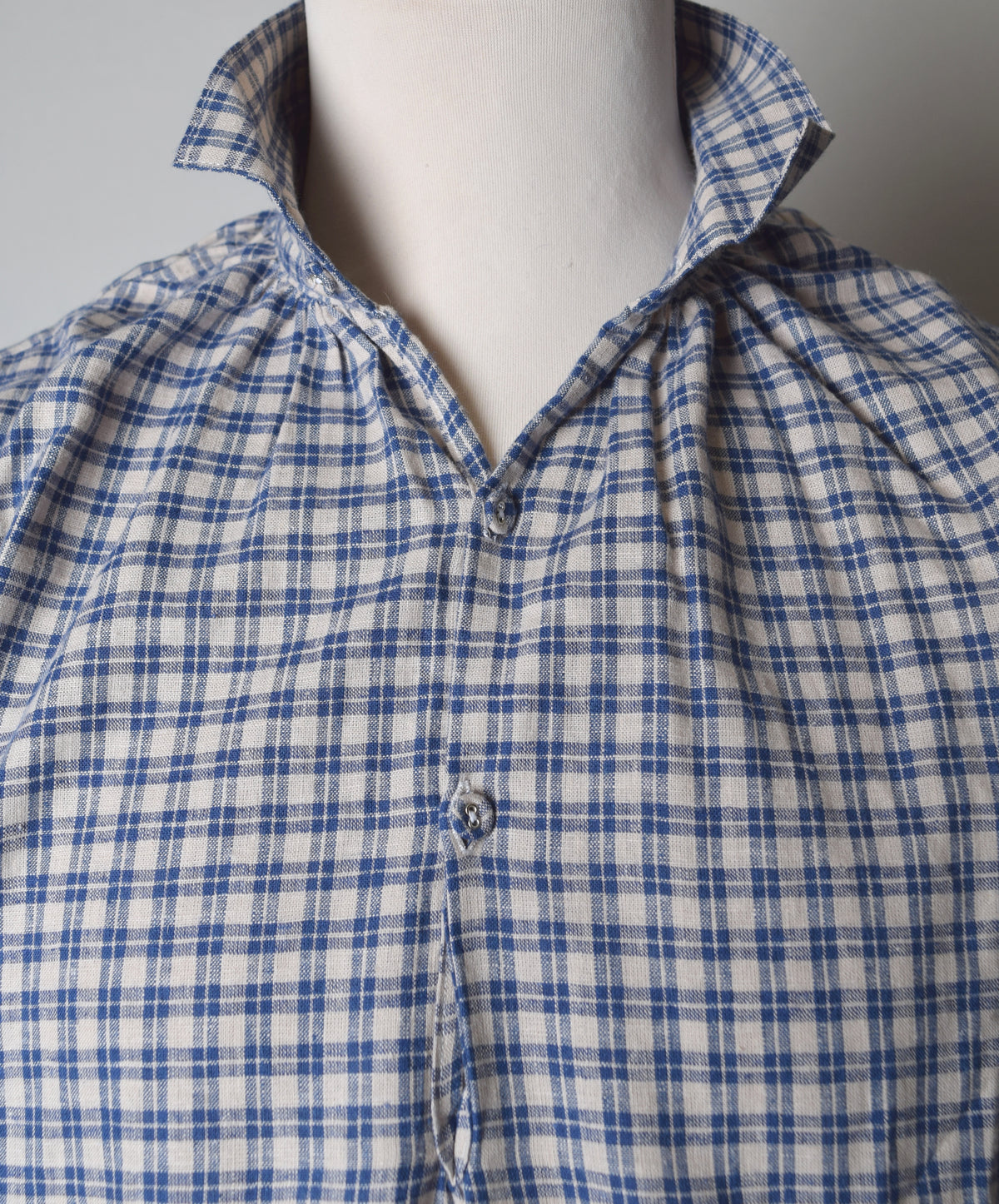 Blue Check Linen Cotton C18th Sailor's Shirt (SH120CB)
