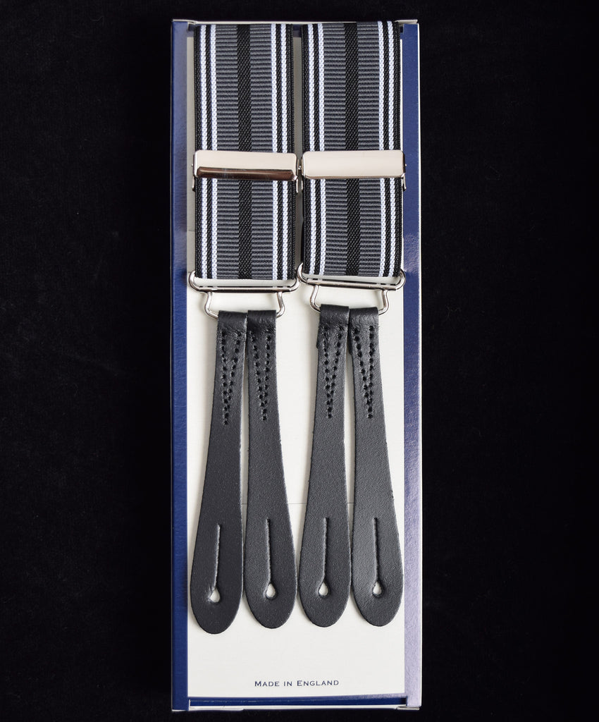 Striped Button-On Braces with Stamped Leather Ends (BR730)