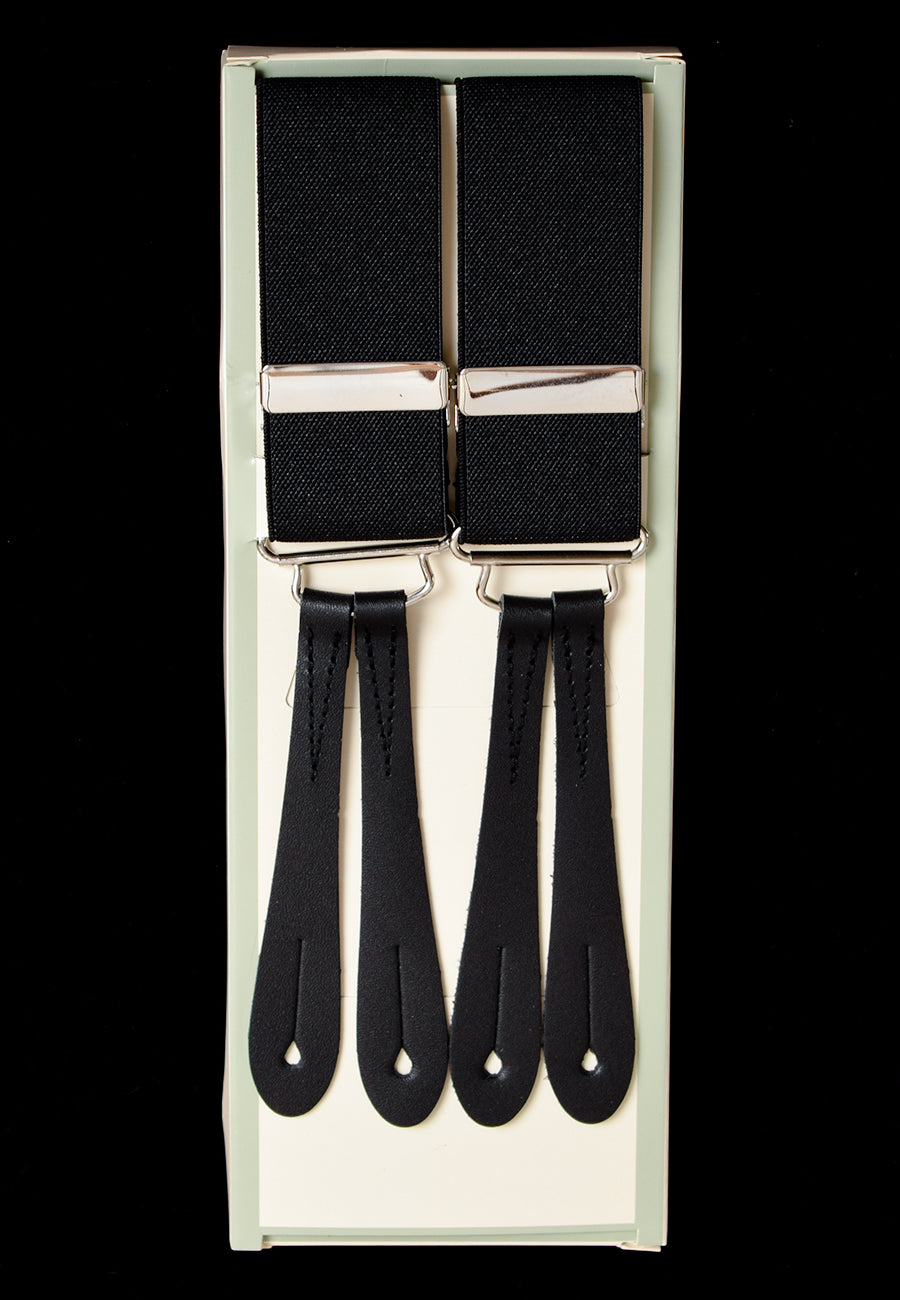 Plain Coloured Button-on Braces (BR700) - Black