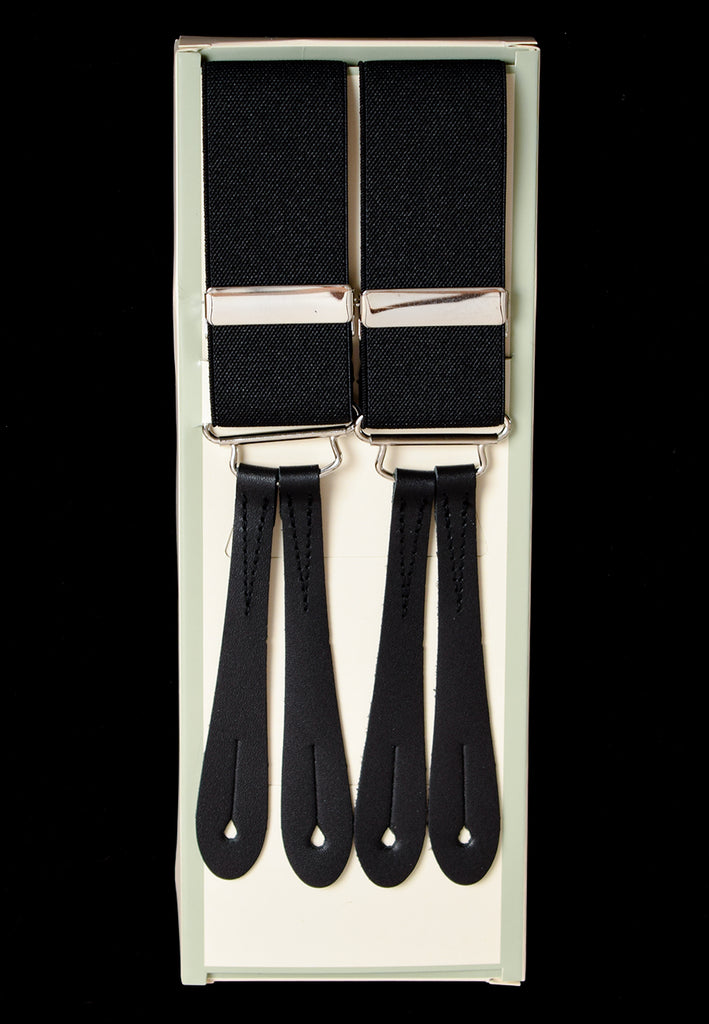 Plain Coloured Button-on Braces (BR700) - Black