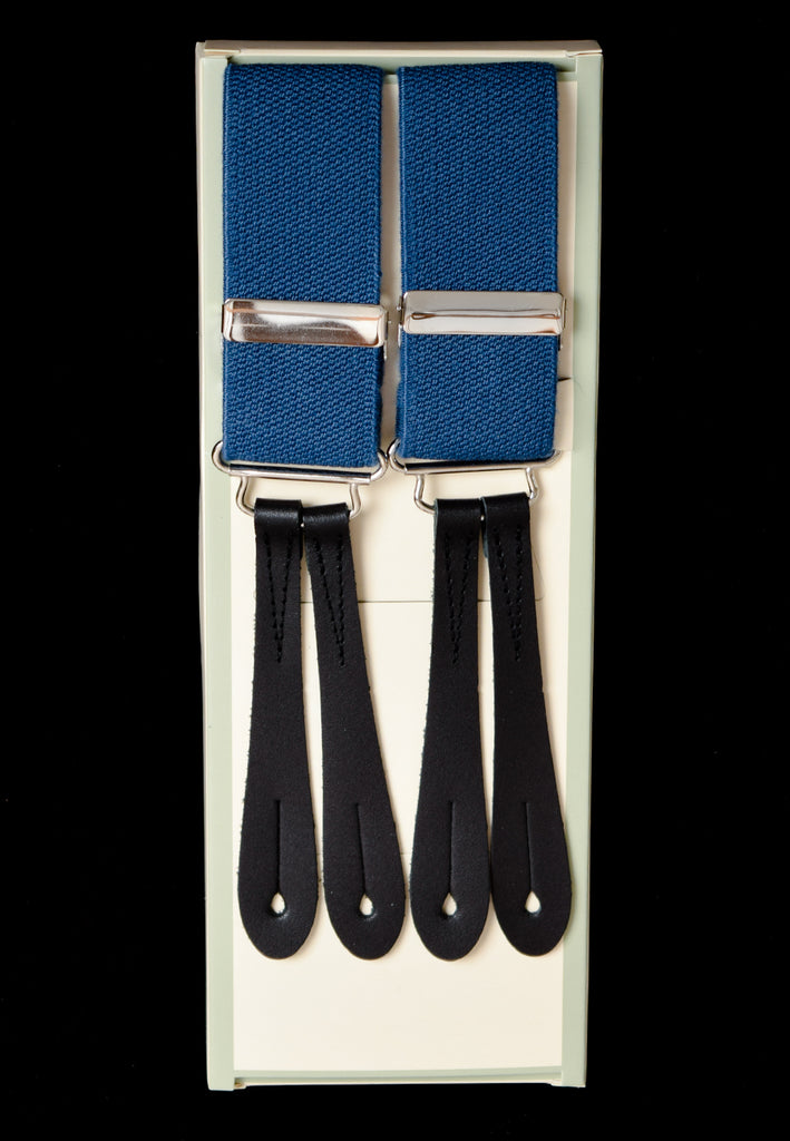 Plain Coloured Button-on Braces (BR700) - Blue