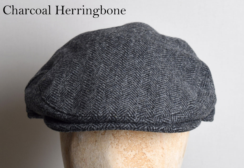 Traditional Flat Cap (HA150) - Charcoal Herringbone