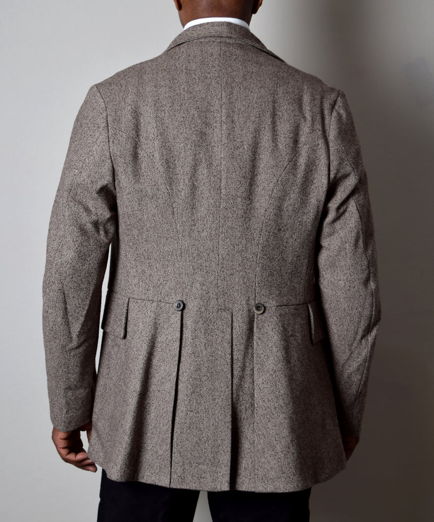 Coffee Herringbone Late Victorian Coat (JA1880-504) - Back