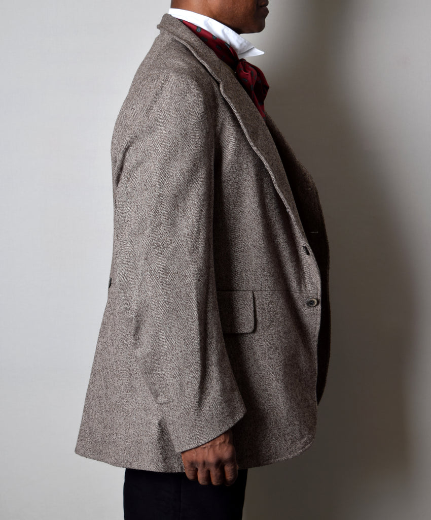 Coffee Herringbone Late Victorian Coat (JA1880-504) - Side 1