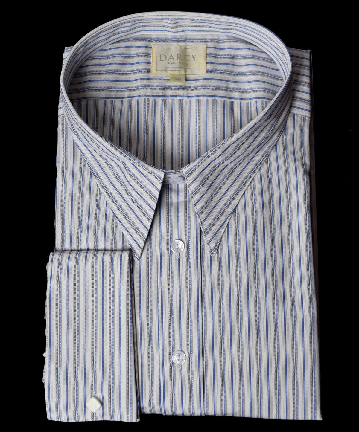 Replica Striped Fabric Spearpoint Collar Shirt | Permanent Stock (SH190R) - Colour 79 - Blue Broken Stripe