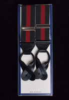 Striped Black Runner End Button-On Braces (BR716) - Green/Red