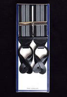 Striped Black Runner End Button-On Braces (BR716) - Black/Grey