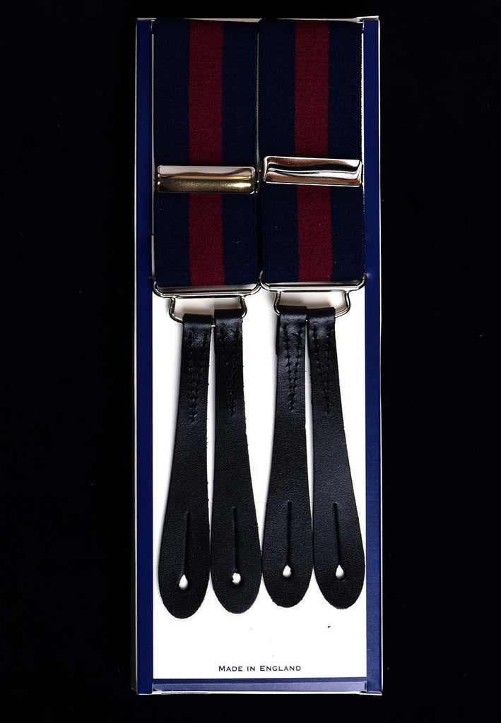 Striped Button-On Braces with Stamped Leather Ends (BR730)