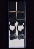 Plain Coloured Runner End Button-On Braces (BR715) - Black