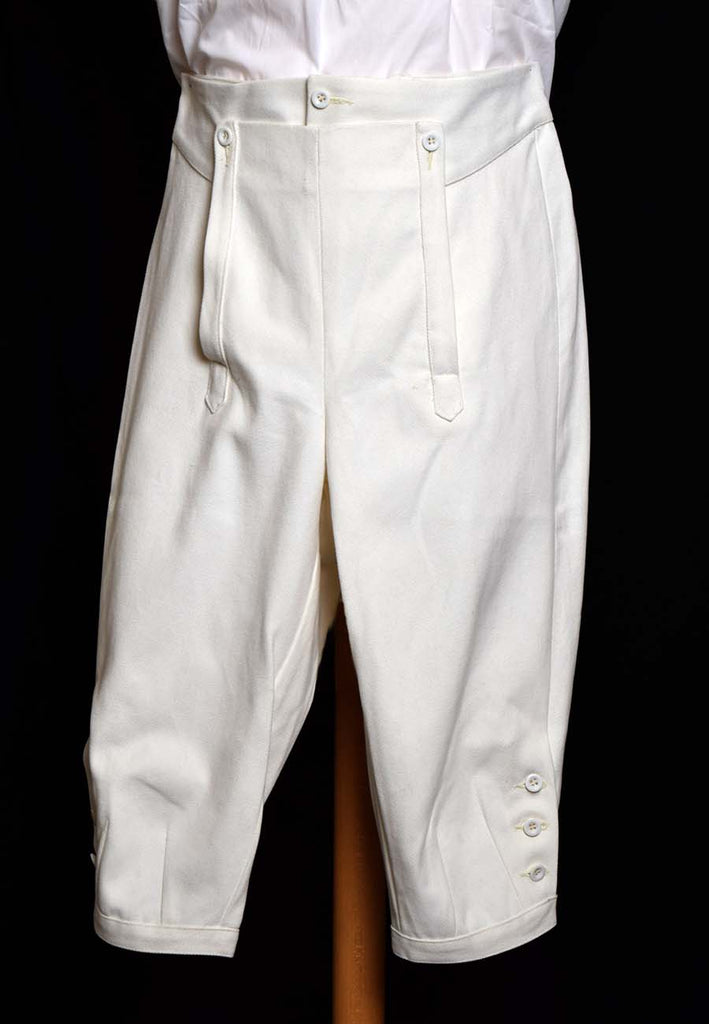 C18th Formal Knee Breeches in Dyeable White Drill (TR212)