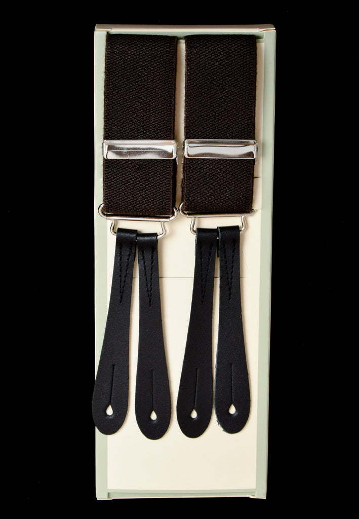 Plain Coloured Button-on Braces (BR700) - Dark Brown
