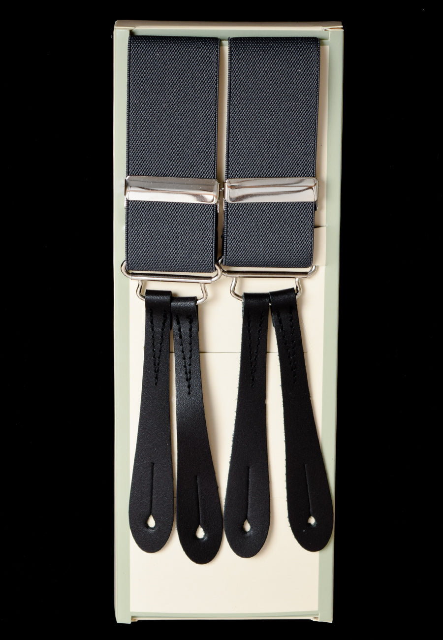 Plain Coloured Button-on Braces (BR700) - Dark Grey