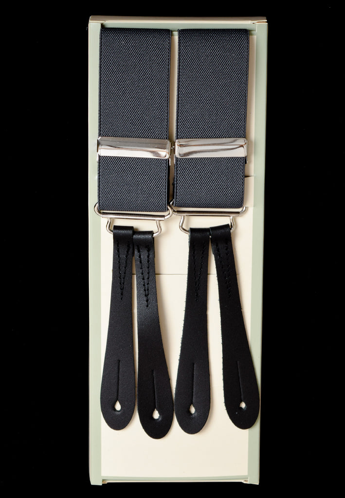 Plain Coloured Button-on Braces (BR700) - Dark Grey
