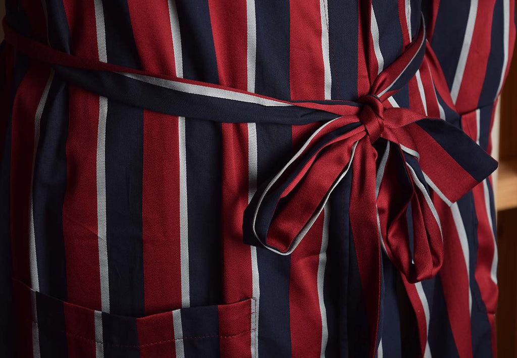 Traditional Cotton Striped Dressing Gown (NW435) - Red/Navy