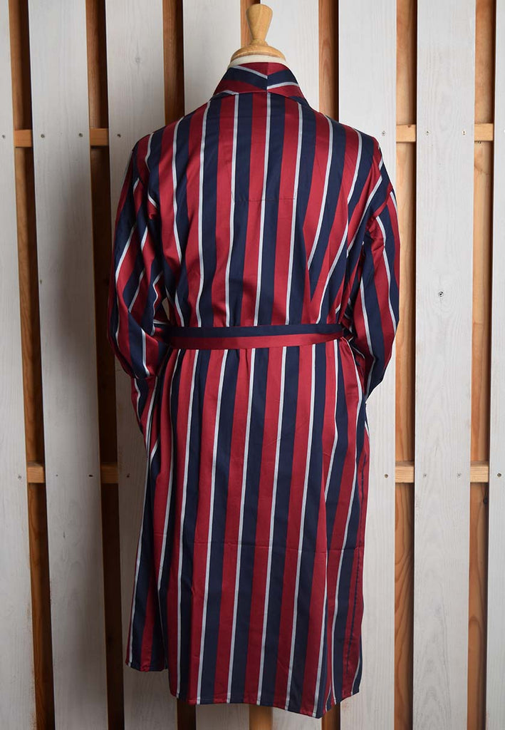 Traditional Cotton Striped Dressing Gown (NW435) - Red/Navy