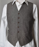 Brown Brushed Cotton Herringbone Classic Waistcoat (WC400-C)
