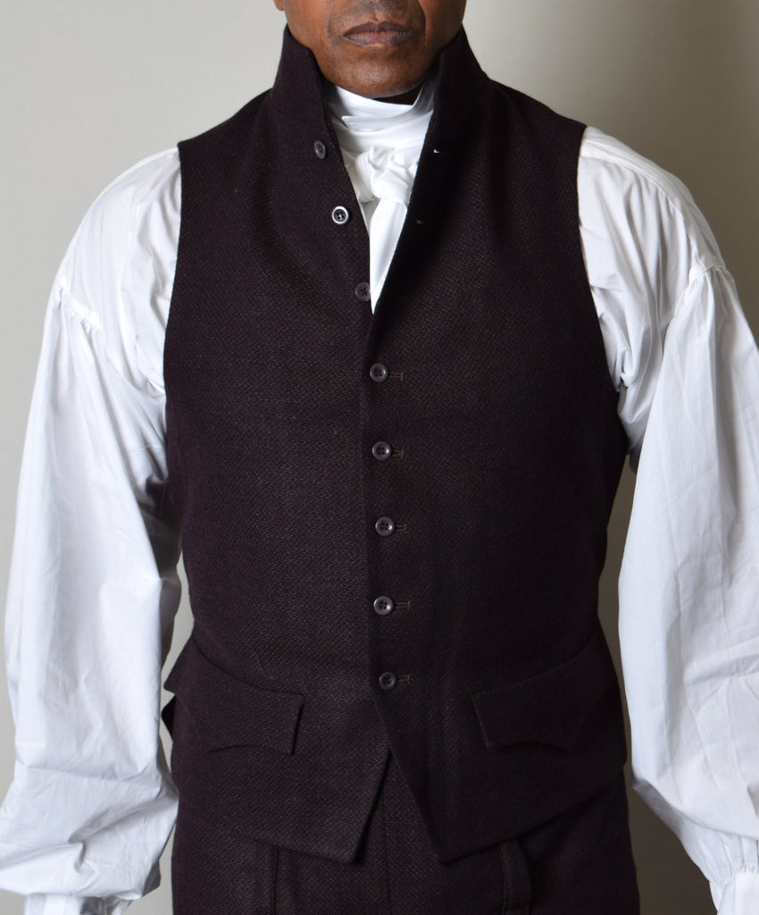 Informal C18th Waistcoat - 4 Colourways (WC221) - Dark Wine Pebble