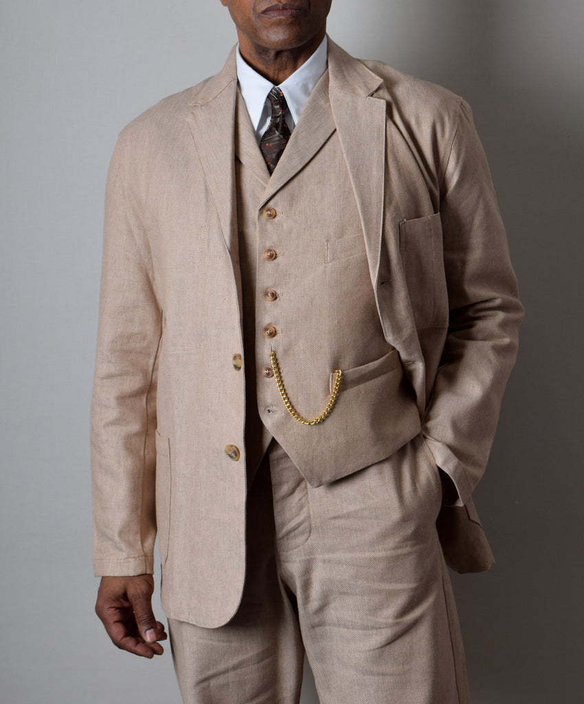 Cotton/Linen Blend Biscuit Coloured Jacket (JA450)