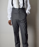 Charcoal Textured Weave Fishtail Back Trousers (TR360) - Front