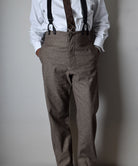 Brown Brushed Cotton Herringbone Fishtail Back Trousers (TR400) - Front