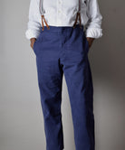 Washed Blue Cotton Drill Fishtail Back Work Trousers (TR100)