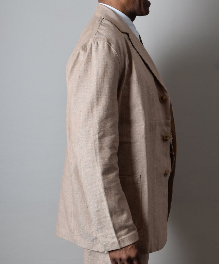 Cotton/Linen Blend Biscuit Coloured Jacket (JA450)