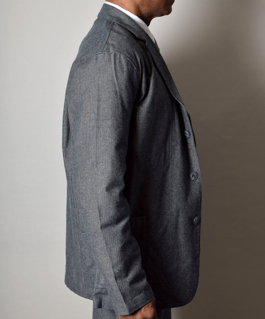 Grey Brushed Cotton Herringbone Jacket (JA300)