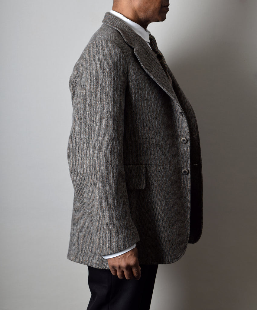 Grey Brown twist Wool Late Victorian Coat (JA1880-333) - Side