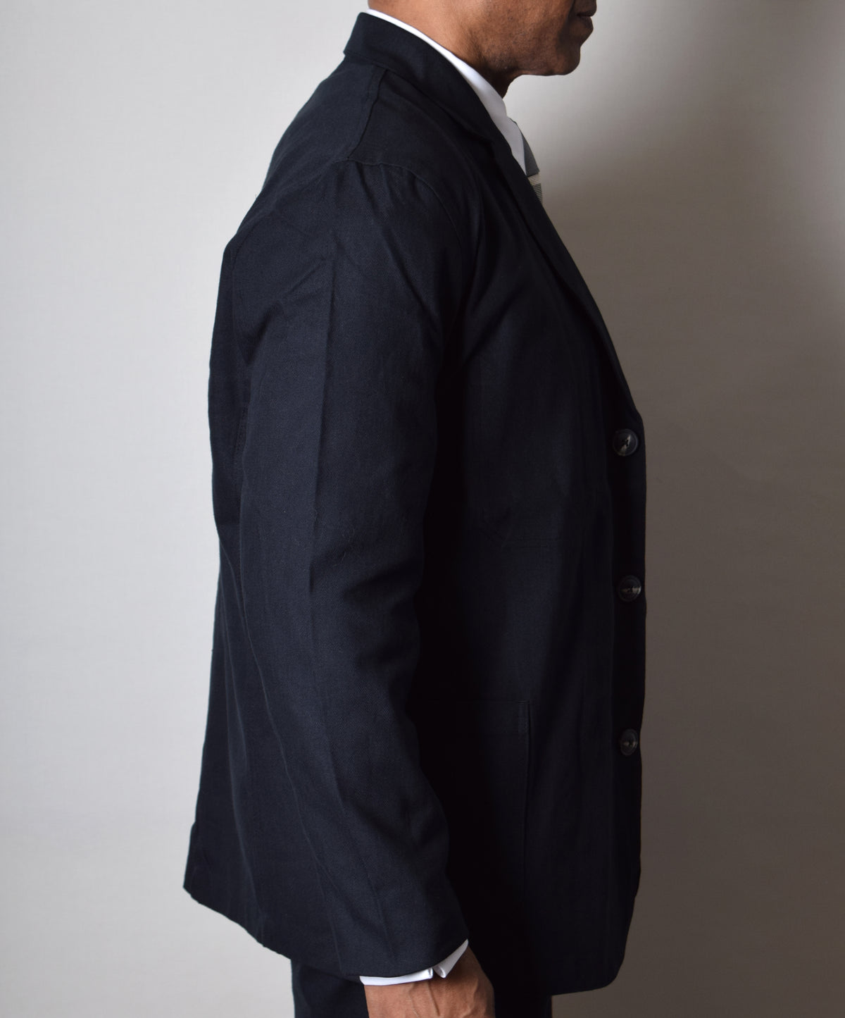 Ebony Black Brushed Cotton Herringbone Jacket (JA350)