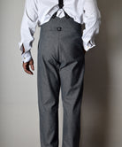 Grey Brushed Cotton Herringbone Fishtail Back Trousers (TR300) - Back
