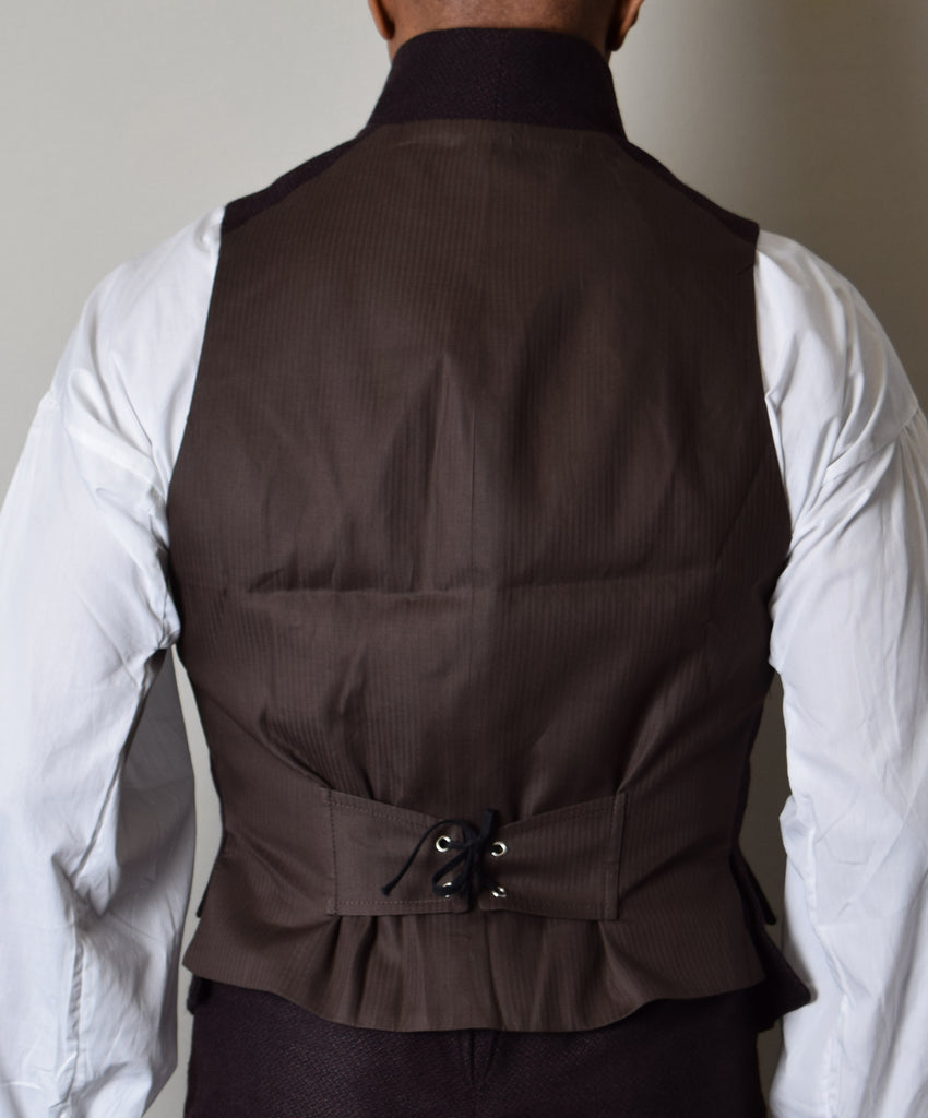 Informal C18th Waistcoat - 4 Colourways (WC221) - Dark Wine Pebble