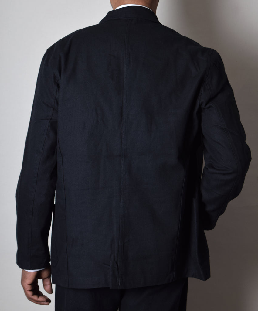 Ebony Black Brushed Cotton Herringbone Jacket (JA350)