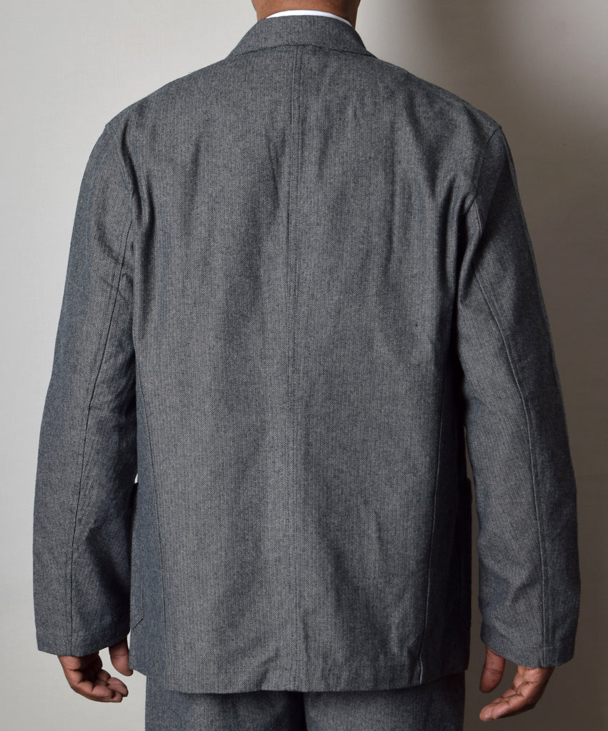 Grey Brushed Cotton Herringbone Jacket (JA300)#