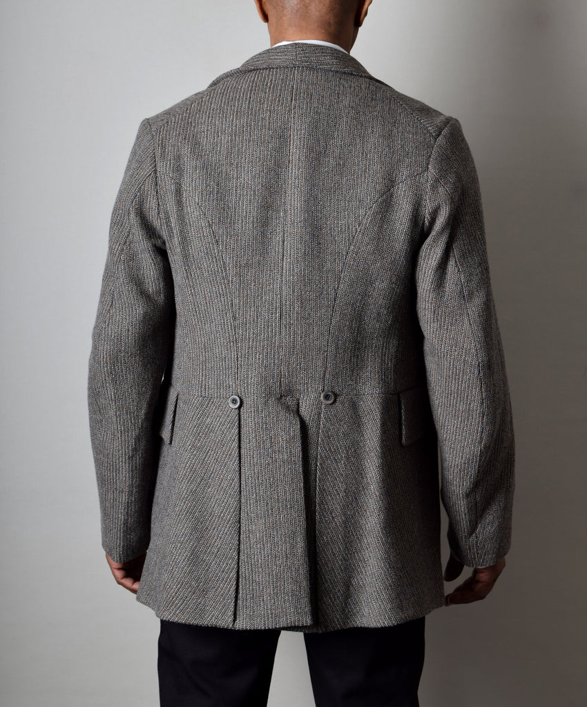 Grey Brown twist Wool Late Victorian Coat (JA1880-333) - Back