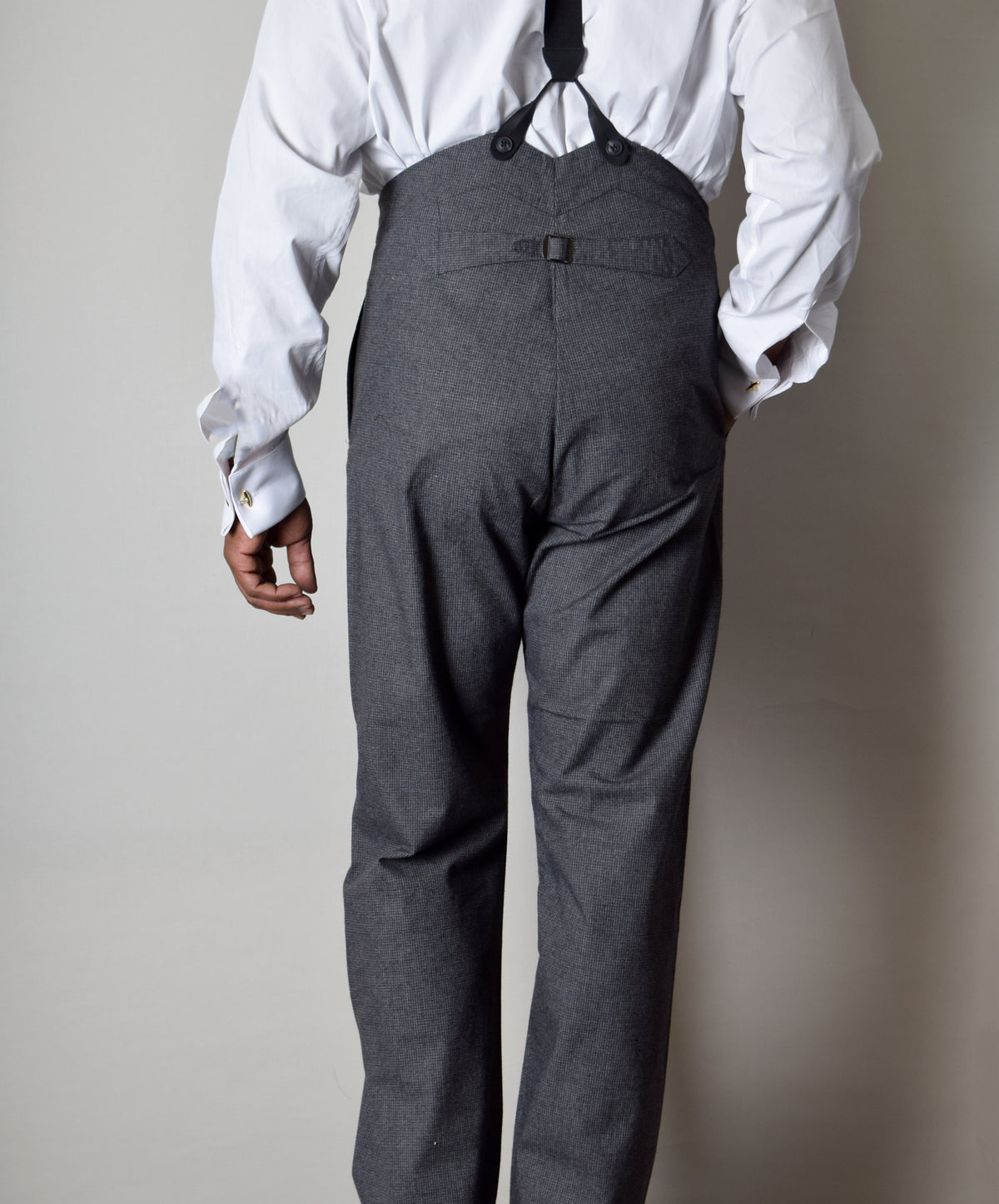Charcoal Textured Weave Fishtail Back Trousers (TR360) - Back