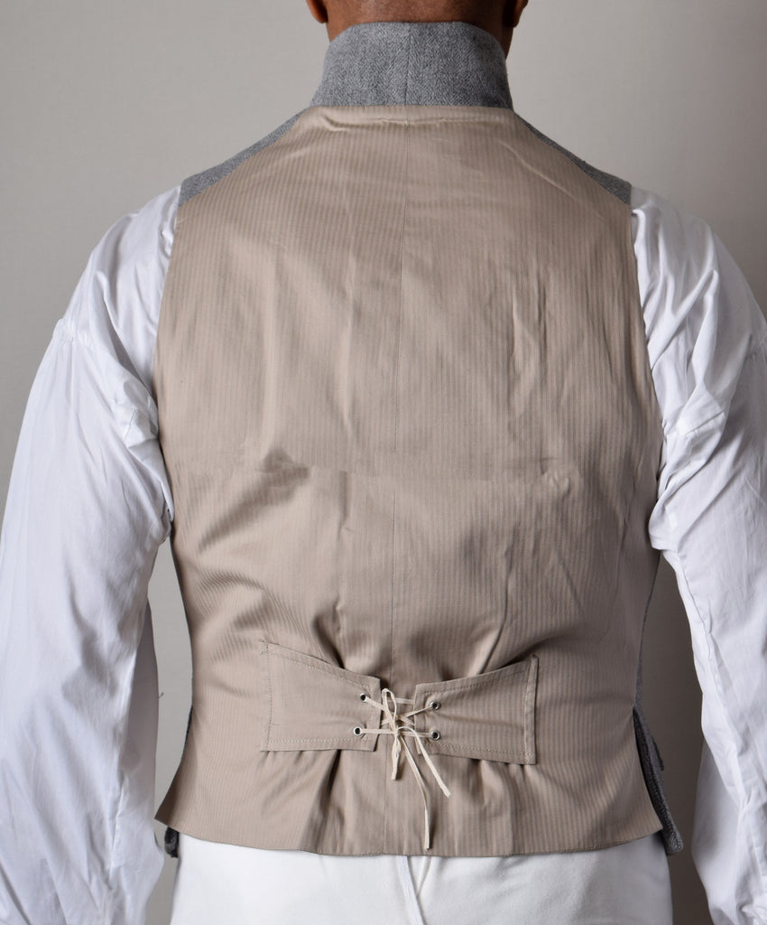 Informal C18th Waistcoat - 4 Colourways (WC221) - Grey Herringbone