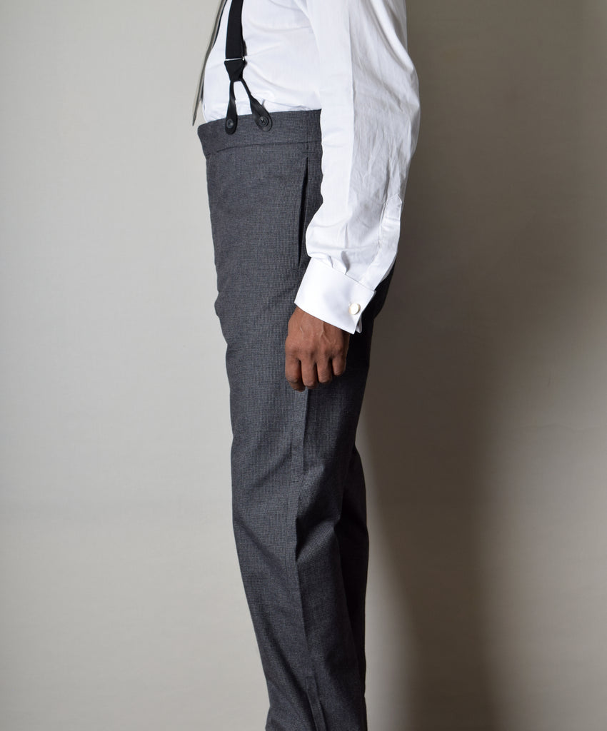 Charcoal Textured Weave Fishtail Back Trousers (TR360) - Side