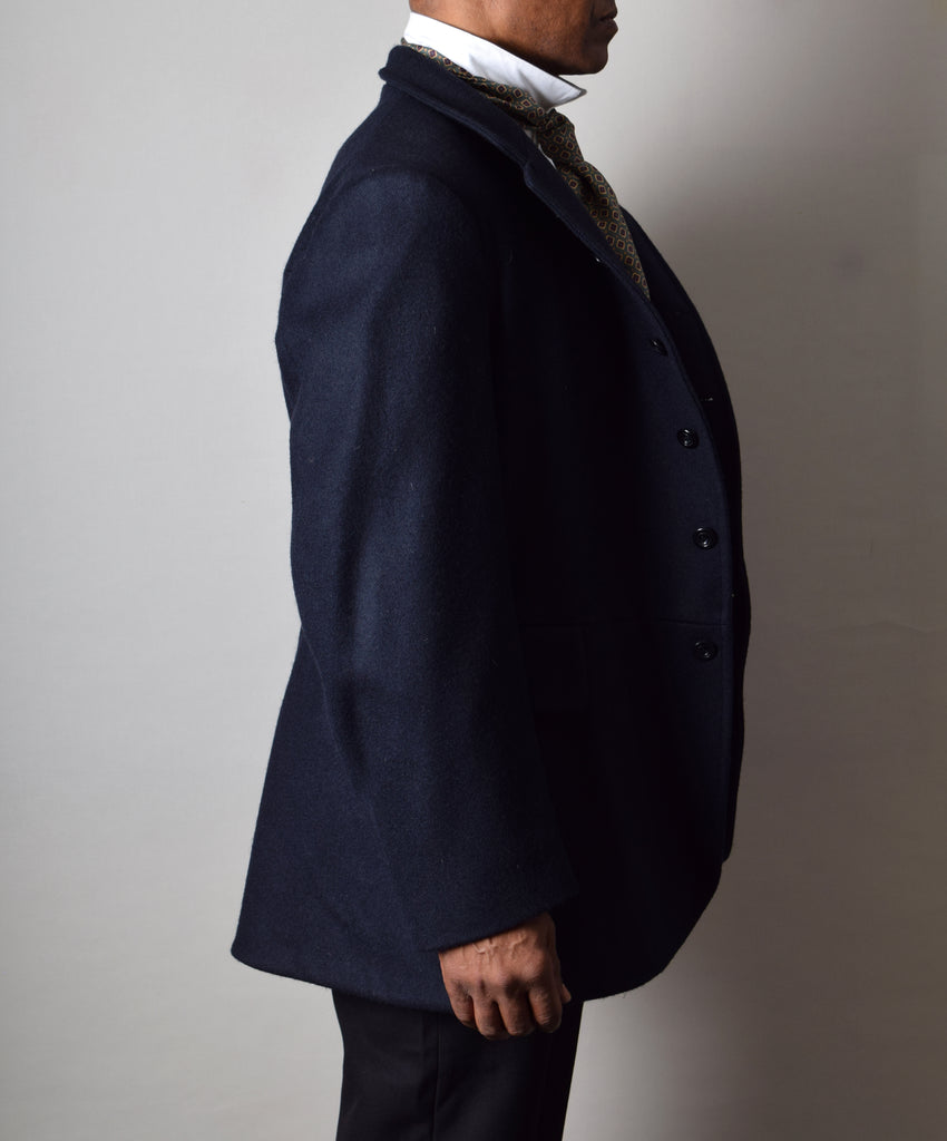 Blue Black Wool Melton Late Victorian Coat (JA1880-400) - Side
