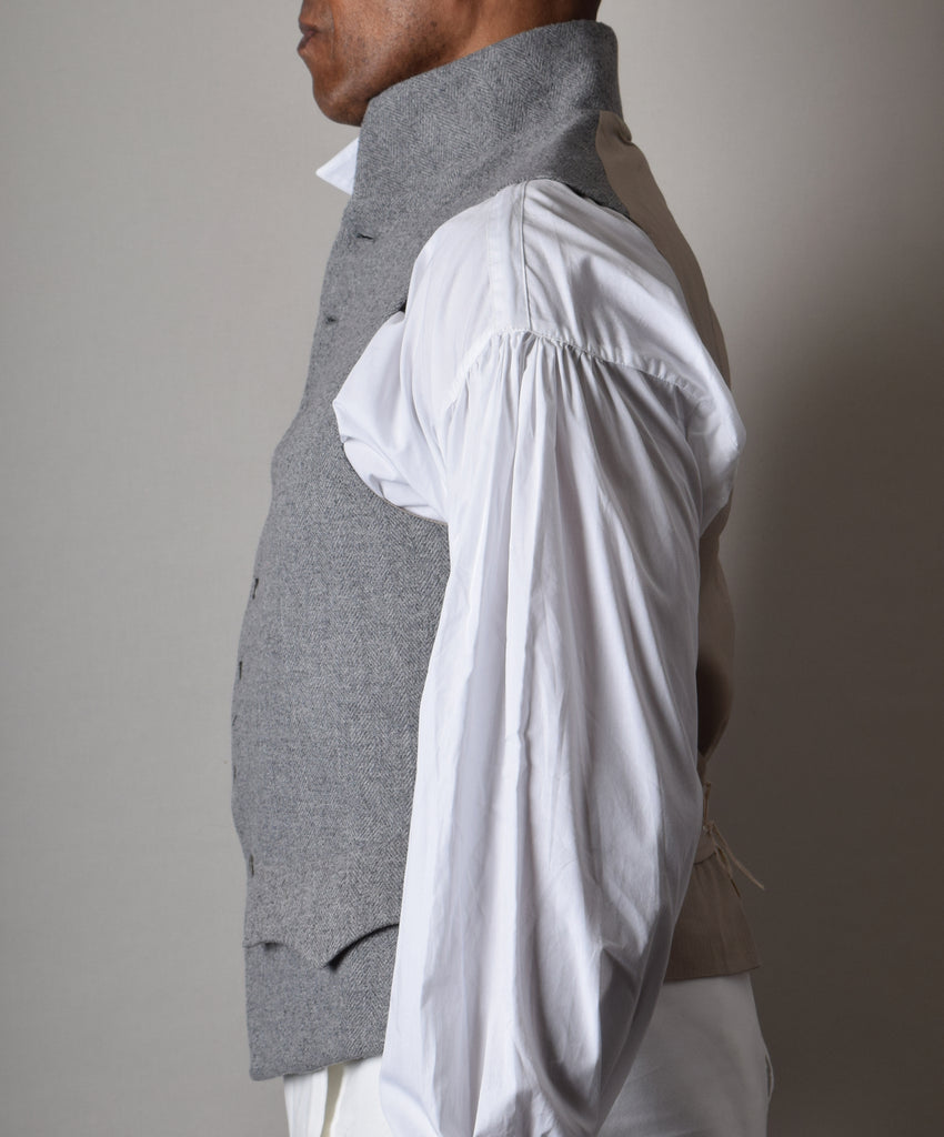 Informal C18th Waistcoat - 4 Colourways (WC221) - Grey Herringbone