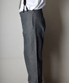 Grey Brushed Cotton Herringbone Fishtail Back Trousers (TR300) - Side