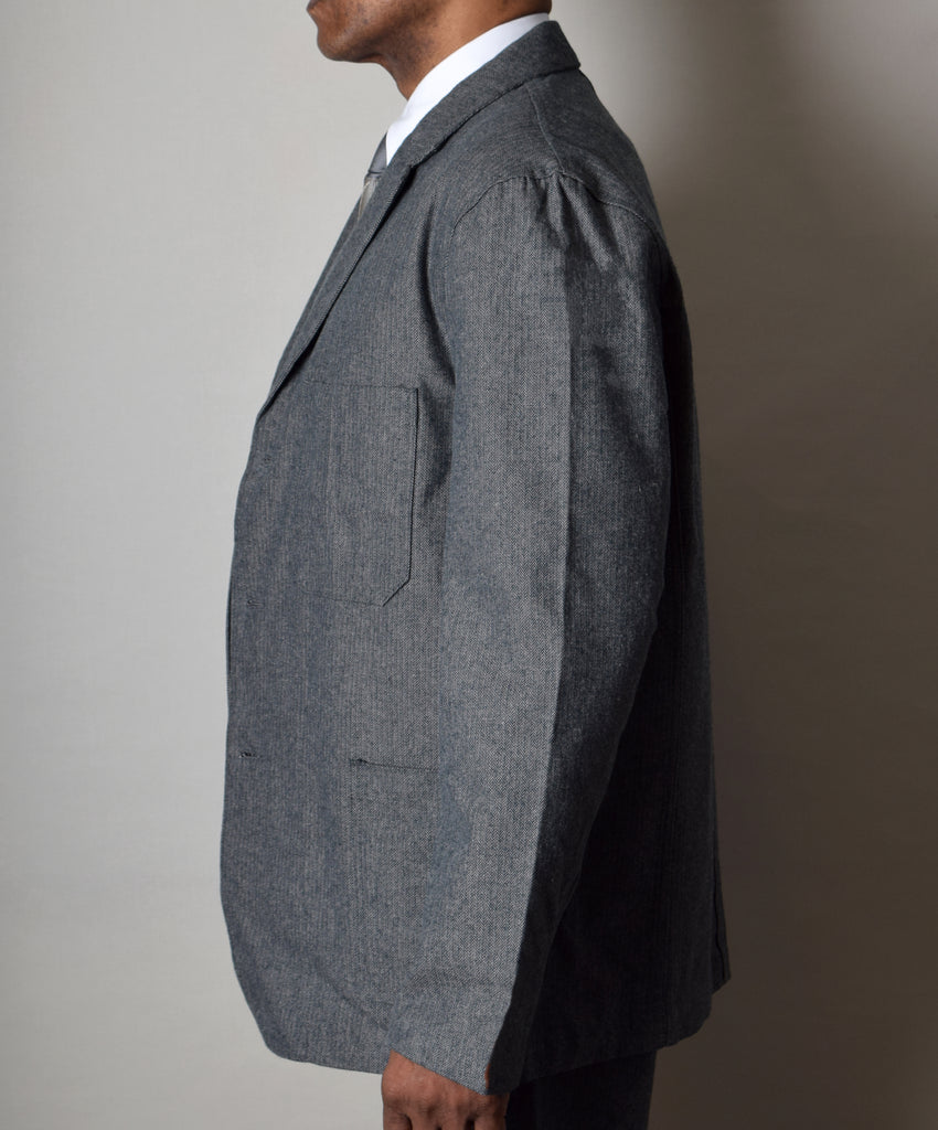 Grey Brushed Cotton Herringbone Jacket (JA300)