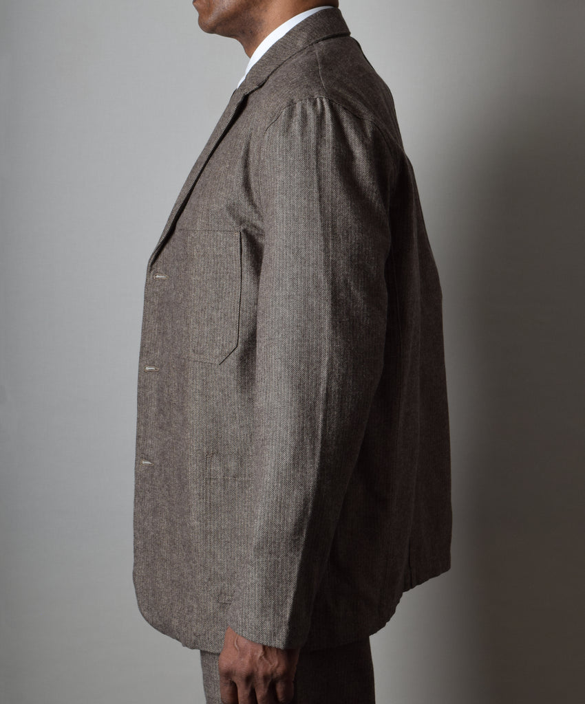 Brown Brushed Cotton Herringbone Jacket (JA400)