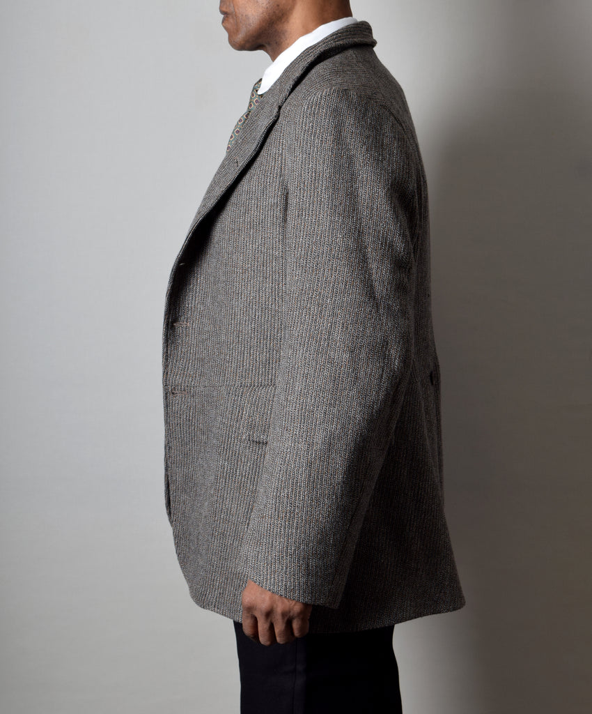 Grey Brown twist Wool Late Victorian Coat (JA1880-333) - Side