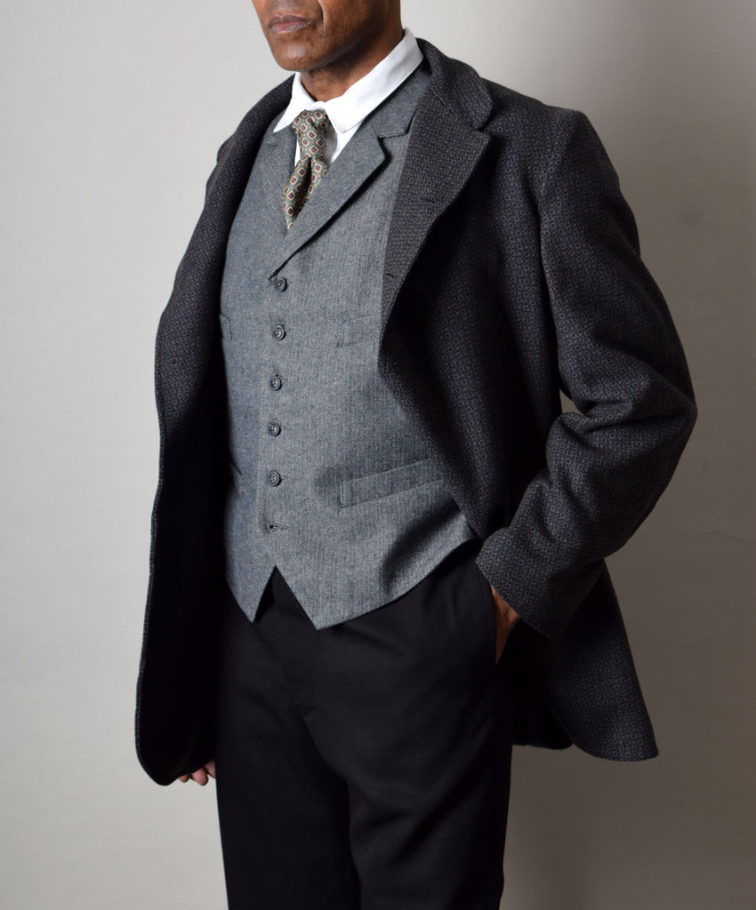 Black/Grey Fossil Late Victorian Coat (JA1880-502) - Front