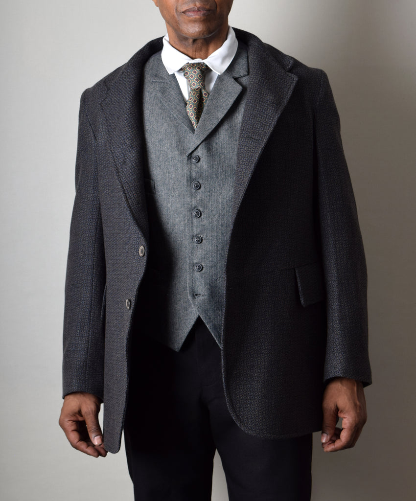 Black/Grey Fossil Late Victorian Coat (JA1880-502) - Front