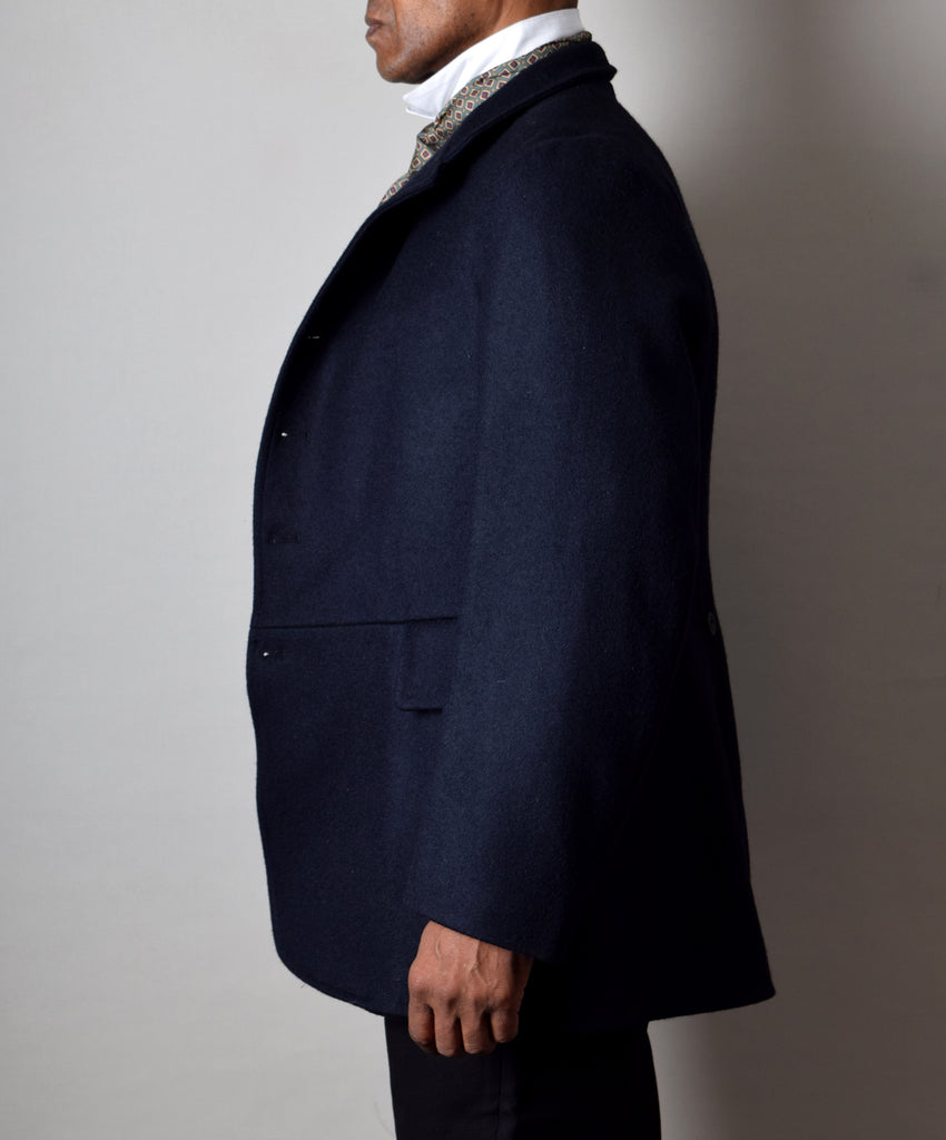 Blue Black Wool Melton Late Victorian Coat (JA1880-400) - Side