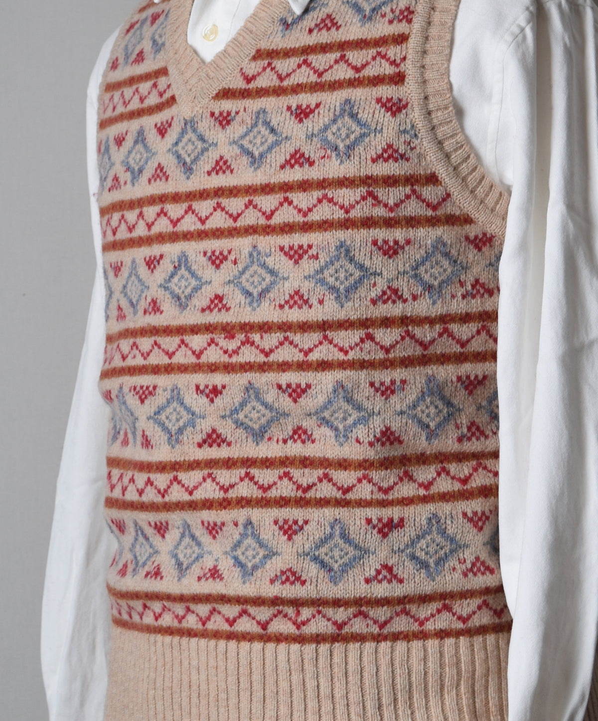 Sammy Wool Fair Isle Slipover (KN134) - Detail