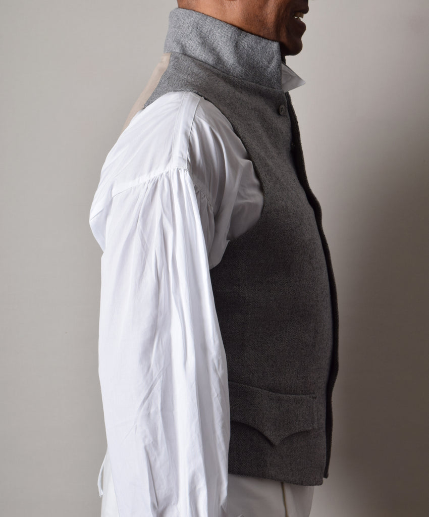 Informal C18th Waistcoat - 4 Colourways (WC221) - Grey Herringbone