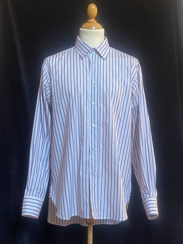 Shirt 2 - Sample collared blue, red and white stripe shirt. 16" (SH002)